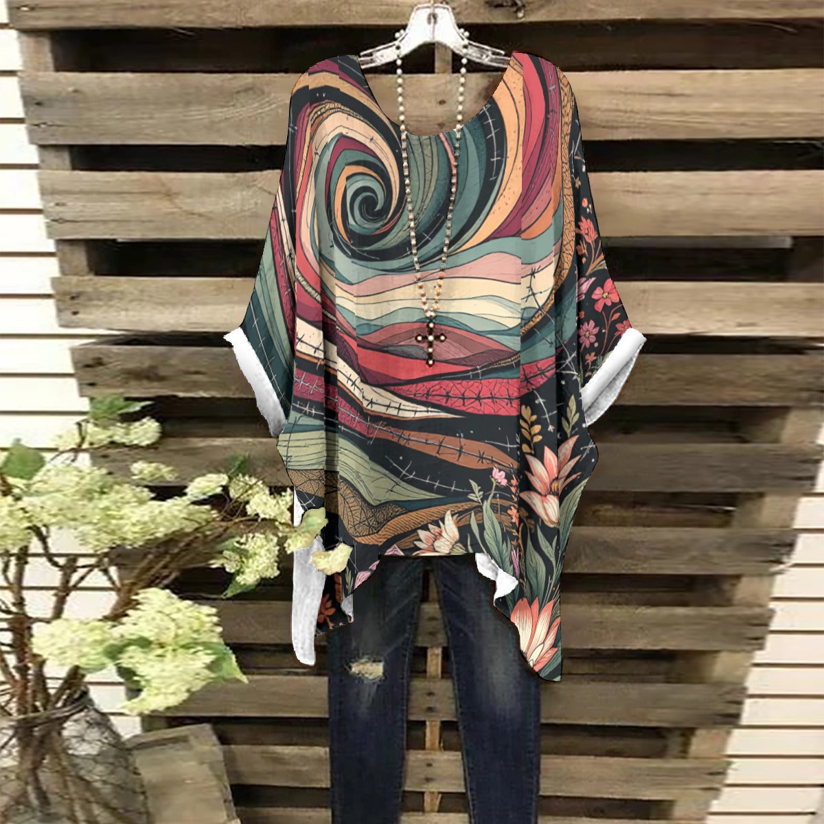 All-Over Print Women's Bat Sleeve Shirt