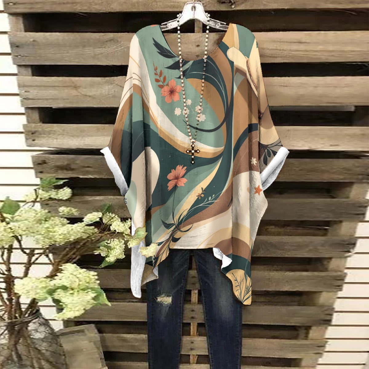 All-Over Print Women's Bat Sleeve Shirt