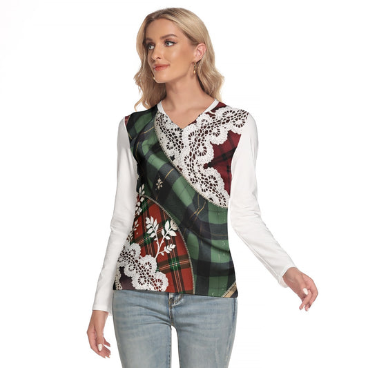 All-Over Print Women's V-Neck Long Sleeves T-Shirt