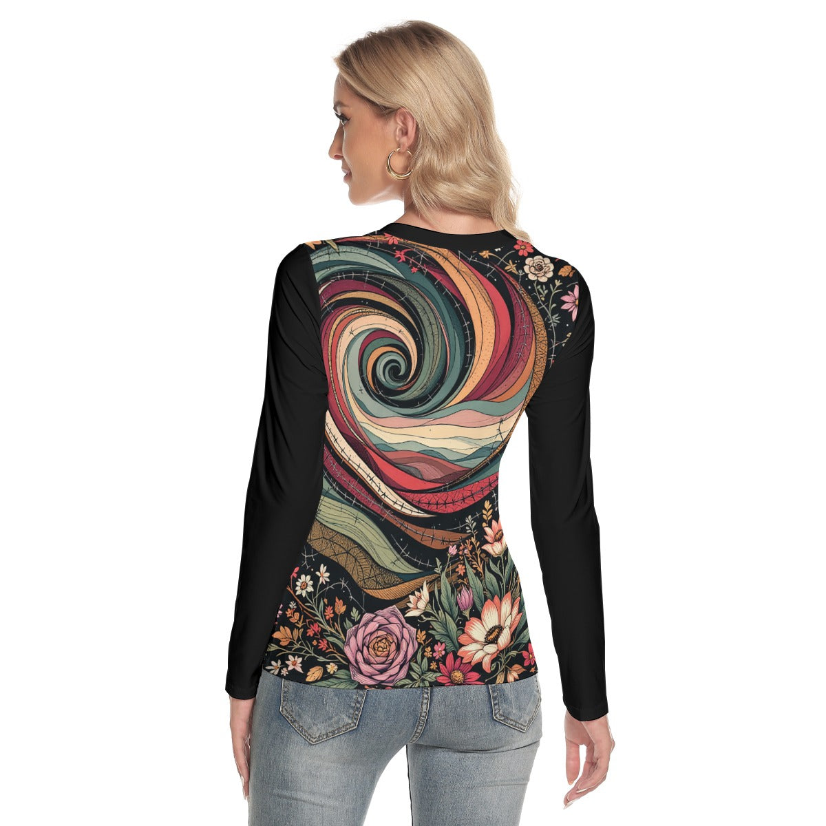 All-Over Print Women's V-Neck Long Sleeves T-Shirt